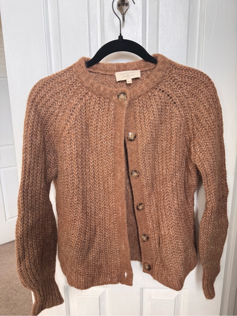Sézane Emile Cardigan in Mottled Camel, Size XXS (Fits Size S)